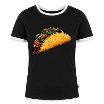 Tacos - Women's Ringer T-Shirt - black/white - Front - Selfina (174cm)