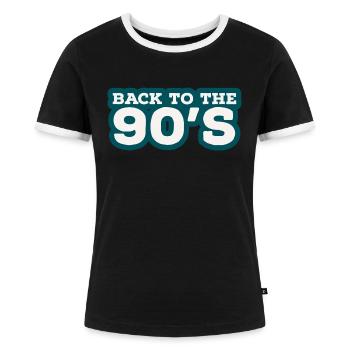 Back to the 90s. Nineties - Women's Ringer T-Shirt - black/white - Front - Selfina (174cm)