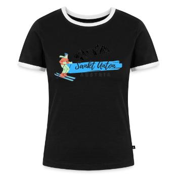 Sankt Anton - Frauen Kontrast-T-Shirt - Schwarz/Weiß - Vorne - Selfina (174cm)
