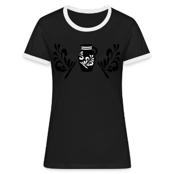 Dans Bembel WeTrust Frankfurt Shirt Designs #Bembel - T-shirt contrasté Femme - noir/blanc - Devant - Selfina (174cm)