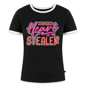 Valentinstag, Herzensbrecher Frauenheld Liebespaar - Frauen Kontrast-T-Shirt - Schwarz/Weiß - Vorne - Selfina (174cm)