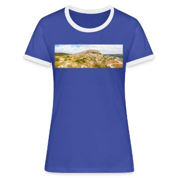 Die Mauer von Oštrica (Bedem Grebastica) Kroatien - Frauen Kontrast-T-Shirt - Blau/Weiß - Vorne