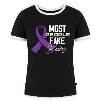 Most people fake being sick Fibromyalgia - Frauen Kontrast-T-Shirt - Schwarz/Weiß - Vorne - Selfina (174cm)