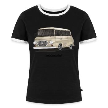 Barkas B1000 // Illustration - T-shirt contrasté Femme - noir/blanc - Devant - Selfina (174cm)