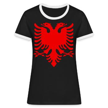 Albanischer Adler - Frauen Kontrast-T-Shirt - Schwarz/Weiß - Vorne - Selfina (174cm)