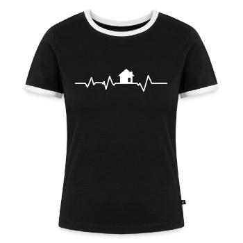 Cadeau d'architecte immobilier Realtor House House Heartbeat - T-shirt contrasté Femme - noir/blanc - Devant - Selfina (174cm)