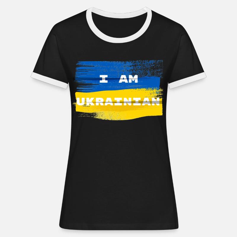 I am Ukrainian - Women's Ringer T-Shirt - black/white