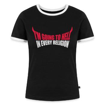 Aller en enfer - T-shirt contrasté Femme - noir/blanc - Devant - Selfina (174cm)