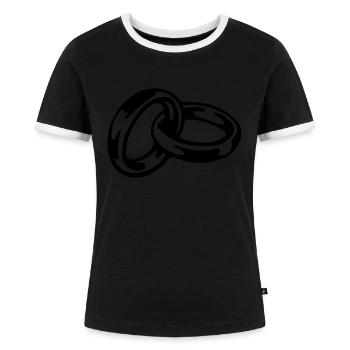 eheringe - Frauen Kontrast-T-Shirt - Schwarz/Weiß - Vorne - Selfina (174cm)