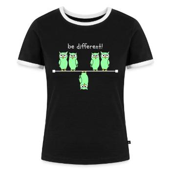 be different white - Frauen Kontrast-T-Shirt - Schwarz/Weiß - Vorne - Selfina (174cm)