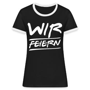 ich heirate - wir feiern - Frauen Kontrast-T-Shirt - Schwarz/Weiß - Vorne - Selfina (174cm)