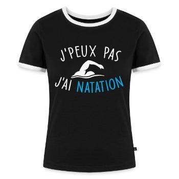 je peux pas j'ai natation - T-shirt contrasté Femme - noir/blanc - Devant - Selfina (174cm)