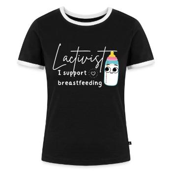 Lustige Stillberaterin Stillunterstützung - Frauen Kontrast-T-Shirt - Schwarz/Weiß - Vorne - Selfina (174cm)