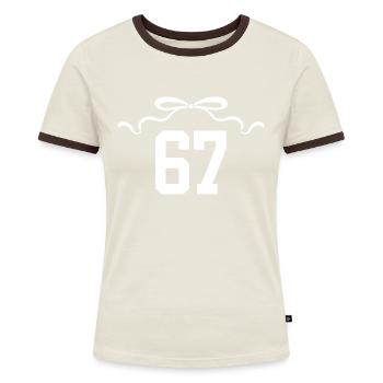 Numéro 67 noeud - 67e anniversaire - T-shirt contrasté Femme - bleu/blanc - Devant