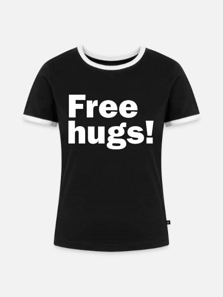 Free hugs - Kontrast-T-shirt dam - svart/vit