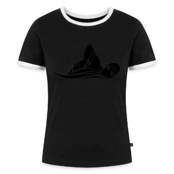 Schwimmer Tribal Swim Schwimmen - Frauen Kontrast-T-Shirt - Schwarz/Weiß - Vorne - Selfina (174cm)