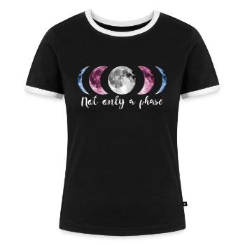 LGBT Transgender Phase Moon LGBTQ Street Day Demo - Women's Ringer T-Shirt - black/white - Front - Selfina (174cm)
