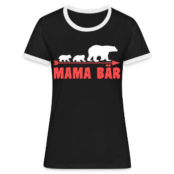 Mutter Mama Bär - Frauen Kontrast-T-Shirt - Schwarz/Weiß - Vorne - Selfina (174cm)