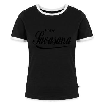 enjoy Savasana Yoga - T-shirt contrasté Femme - noir/blanc - Devant - Selfina (174cm)