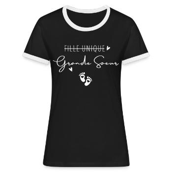 Grande sœur - T-shirt contrasté Femme - noir/blanc - Devant - Selfina (174cm)