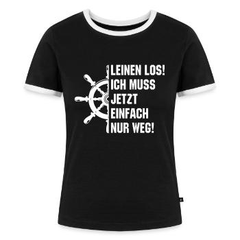 Leinen los - ich muss einfach nur weg - Frauen Kontrast-T-Shirt - Schwarz/Weiß - Vorne - Selfina (174cm)