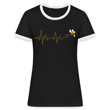 Imker Herzschlag Geschenk Imkerei Bienenzucht - Frauen Kontrast-T-Shirt - Schwarz/Weiß - Vorne - Selfina (174cm)