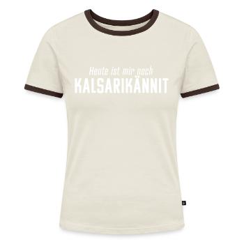 Kalsarikännit: Saufen in Unterhose | JGA Geschenk - Frauen Kontrast-T-Shirt - Blau/Weiß - Vorne