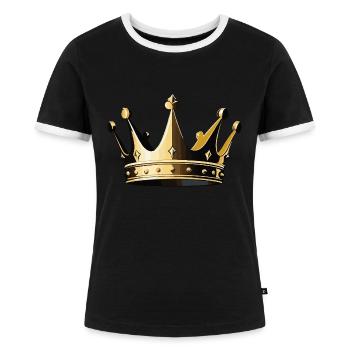 Couronne - Motifs royaux sympas - T-shirt contrasté Femme - noir/blanc - Devant - Selfina (174cm)