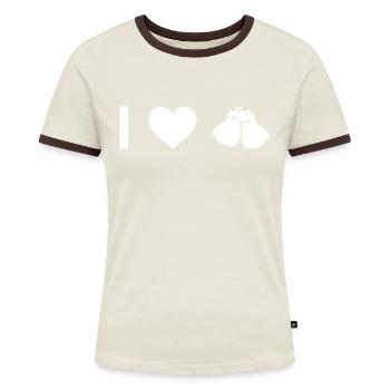 Ich Herz und Boxen - - Frauen Kontrast-T-Shirt - Blau/Weiß - Vorne