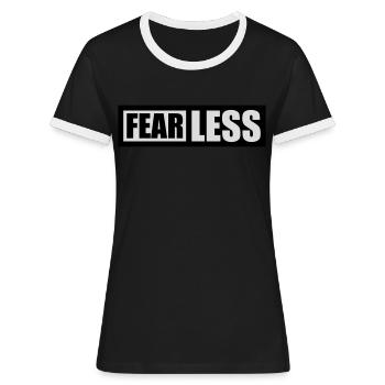 fearless Text Quote Design - Women's Ringer T-Shirt - black/white - Front - Selfina (174cm)