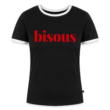 Bisous - Women's Ringer T-Shirt - black/white - Front - Selfina (174cm)