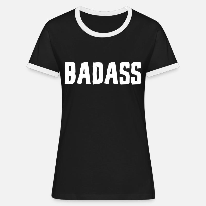 BADASS - Women's Ringer T-Shirt - black/white