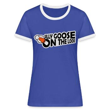 goose on the loose - Frauen Kontrast-T-Shirt - Blau/Weiß - Vorne