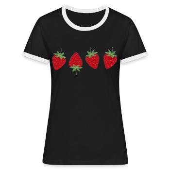 Erdbeere Erdbeere - Frauen Kontrast-T-Shirt - Schwarz/Weiß - Vorne - Selfina (174cm)