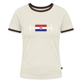Kroatien Herzschlag Kroate - Frauen Kontrast-T-Shirt - Blau/Weiß - Vorne