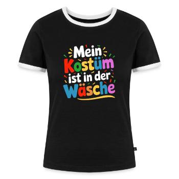 Mein Kostüm ist in der Wäsche - Frauen Kontrast-T-Shirt - Schwarz/Weiß - Vorne - Selfina (174cm)