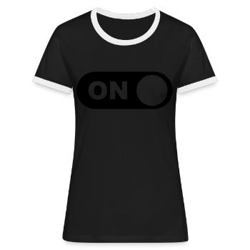 Mode On (Muster) - T-shirt contrasté Femme - noir/blanc - Devant - Selfina (174cm)