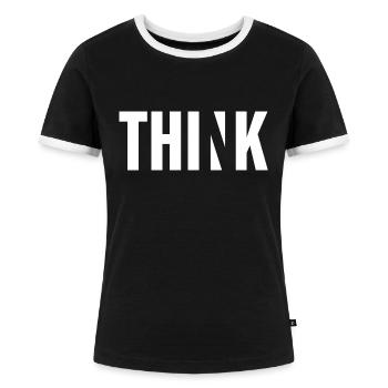 Think - Women's Ringer T-Shirt - black/white - Front - Selfina (174cm)