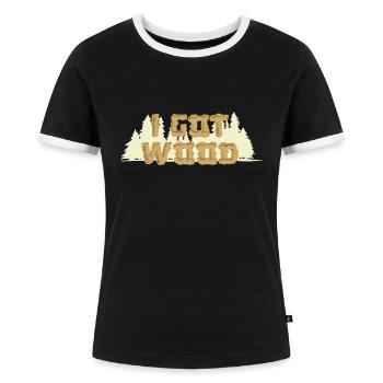 Shaun Of The Dead Movie Ed Ich habe Holz - Frauen Kontrast-T-Shirt - Schwarz/Weiß - Vorne - Selfina (174cm)