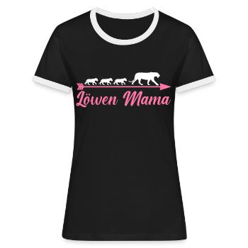 Mutter Löwen Mama - Frauen Kontrast-T-Shirt - Schwarz/Weiß - Vorne - Selfina (174cm)