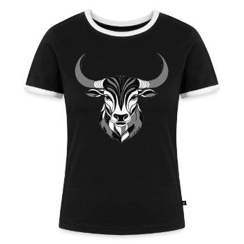 Taureau - Motifs du signe du zodiaque - T-shirt contrasté Femme - noir/blanc - Devant - Selfina (174cm)
