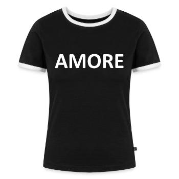 AMORE - Frauen Kontrast-T-Shirt - Schwarz/Weiß - Vorne - Selfina (174cm)