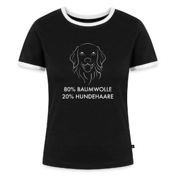 Hunde Witzig Spruch - Hundehaare - Frauen Kontrast-T-Shirt - Schwarz/Weiß - Vorne - Selfina (174cm)