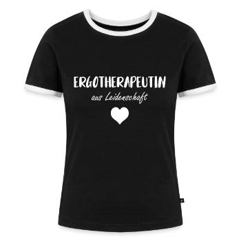 ERGOTHERAPEUTIN ERGOTHERAPIE - Frauen Kontrast-T-Shirt - Schwarz/Weiß - Vorne - Selfina (174cm)