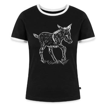 Esel - Frauen Kontrast-T-Shirt - Schwarz/Weiß - Vorne - Selfina (174cm)