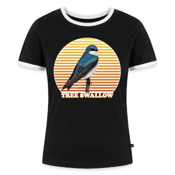 Schwalbe Vogel Vogelmotiv Natur Tier Ornithologe - Frauen Kontrast-T-Shirt - Schwarz/Weiß - Vorne - Selfina (174cm)