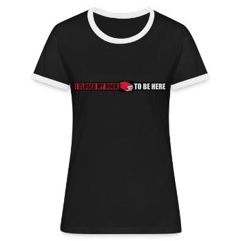 I closed my book - Frauen Kontrast-T-Shirt - Schwarz/Weiß - Vorne - Selfina (174cm)