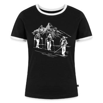 Ein Tribut an den Watzmann: Berchtesgadener Land - Frauen Kontrast-T-Shirt - Schwarz/Weiß - Vorne - Selfina (174cm)