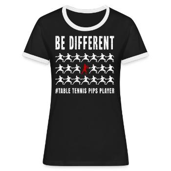Tischtennis Noppen Tischtennisschläger - Frauen Kontrast-T-Shirt - Schwarz/Weiß - Vorne - Selfina (174cm)