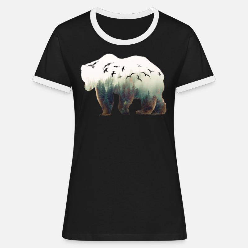 Nature Bear - Women's Ringer T-Shirt - black/white